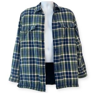 LLBEAN VTG 90s Men’s Fleece Lined Plaid Flannel Shirt Jacket Size M